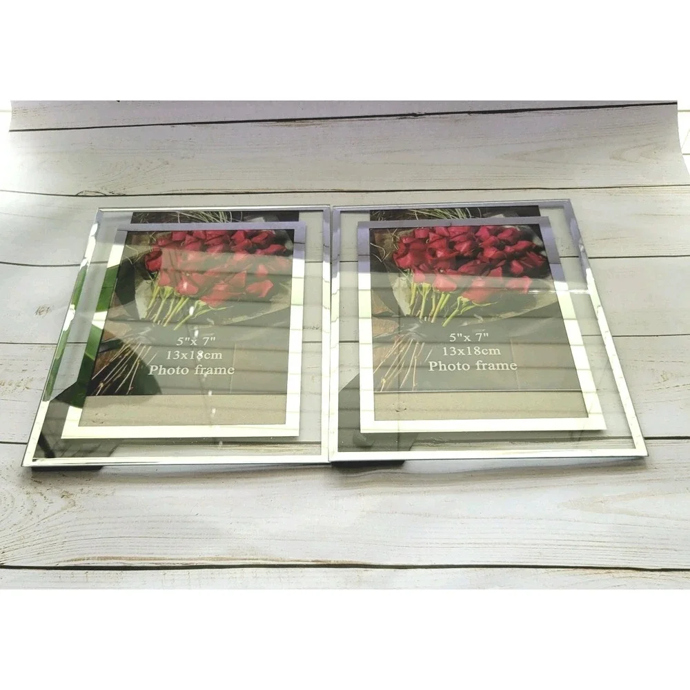 Picture Frames‎ 5x7 Mirrored Edge Glass Frame - Table Mount - 2 Frames Included